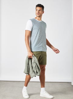ABOF All Over Printed Crew Neck Regular Fit T-Shirt Green/White  - Image 4