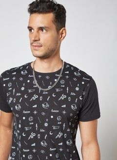 ABOF Graphic Printed Regular Fit Crew Neck T-Shirt Jet Black  - Image 3