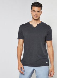 PRODUKT Split Neck T-Shirt Black  - Image 1