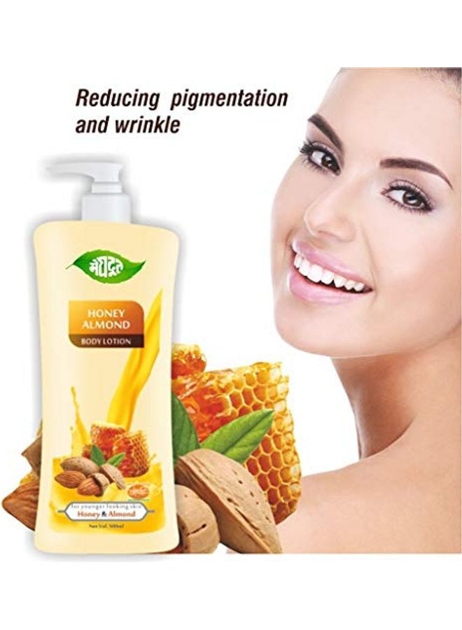 Meghdoot - Honey Almond Body Lotion for all Skin Types Yellow 500ml - Image 1