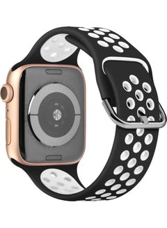 Two-Tone Silicone Watchband For Apple Watch Series 6/SE/5/4 40mm - 3/2/1 38mm Black/White