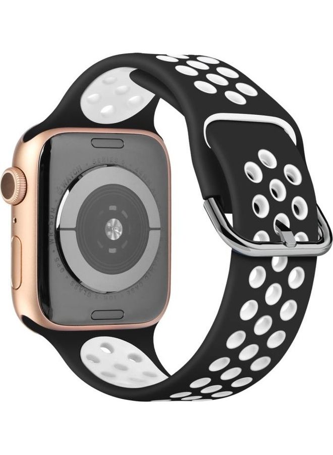 BGM - Two-Tone Silicone Watchband For Apple Watch Series 6/SE/5/4 40mm - 3/2/1 38mm Black/White - Image 1