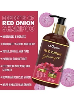 LA Organo Red Onion Hair Shampoo For Complete Hair Solution Multicolour 300ml  - Image 3