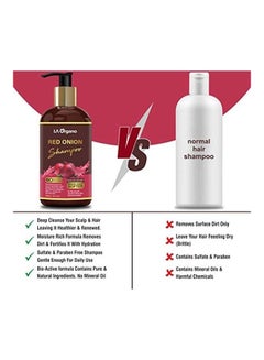 LA Organo Red Onion Hair Shampoo For Complete Hair Solution Multicolour 300ml  - Image 4