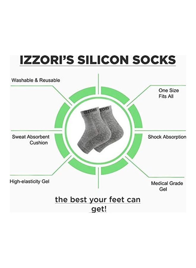 IZZORI Silicone Gel Heel Socks for Dry Hard Cracked Heel Repair Pad Grey - Image 3