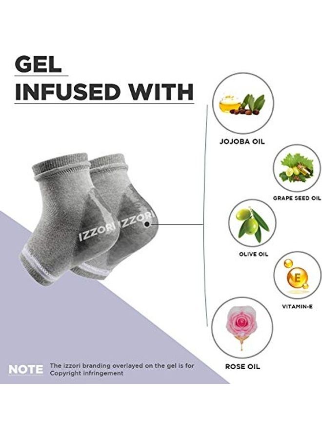 IZZORI Silicone Gel Heel Socks for Dry Hard Cracked Heel Repair Pad Grey - Image 4