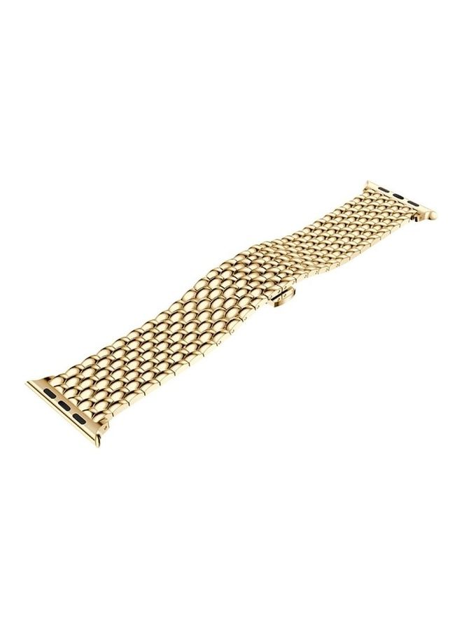 BGM Dragon Grain Solid Stainless Steel Wrist Strap For Apple Watch Series 3/2/1 42mm Gold - Image 4