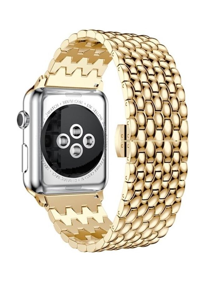BGM Dragon Grain Solid Stainless Steel Wrist Strap For Apple Watch Series 3/2/1 42mm Gold - Image 3
