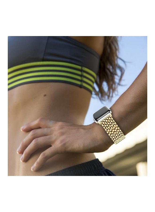 BGM Dragon Grain Solid Stainless Steel Wrist Strap For Apple Watch Series 3/2/1 42mm Gold - Image 5