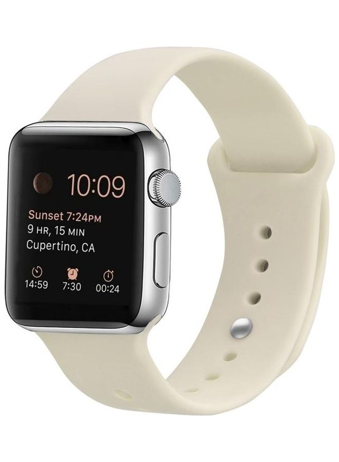BGM Silicone Replacement Watchband For Apple Watch Series 6/SE/5/4 44mm - 3/2/1 42mm Antique White  - Image 3