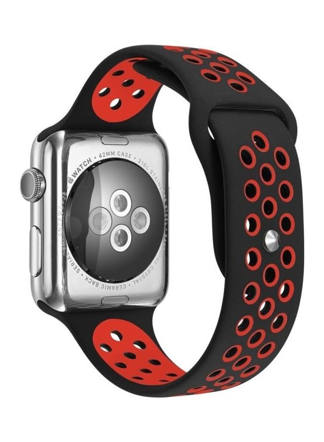 BGM Replacement Watchband for Apple Watch Series 1/2/3/4/5/6/SE 44mm/42mm Black/Red - Image 1