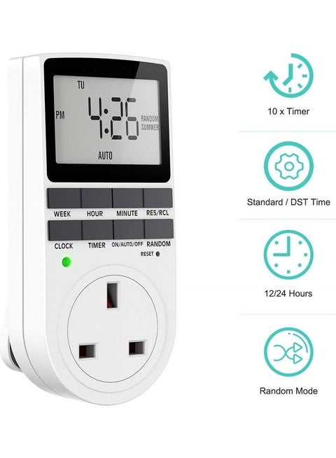 Digital Timer Plug Multicolour 14cm