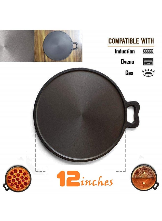 Ayda - Pre-Seasoned Cast Iron Dosa Tawa Griddle Black 12inch - Image 1