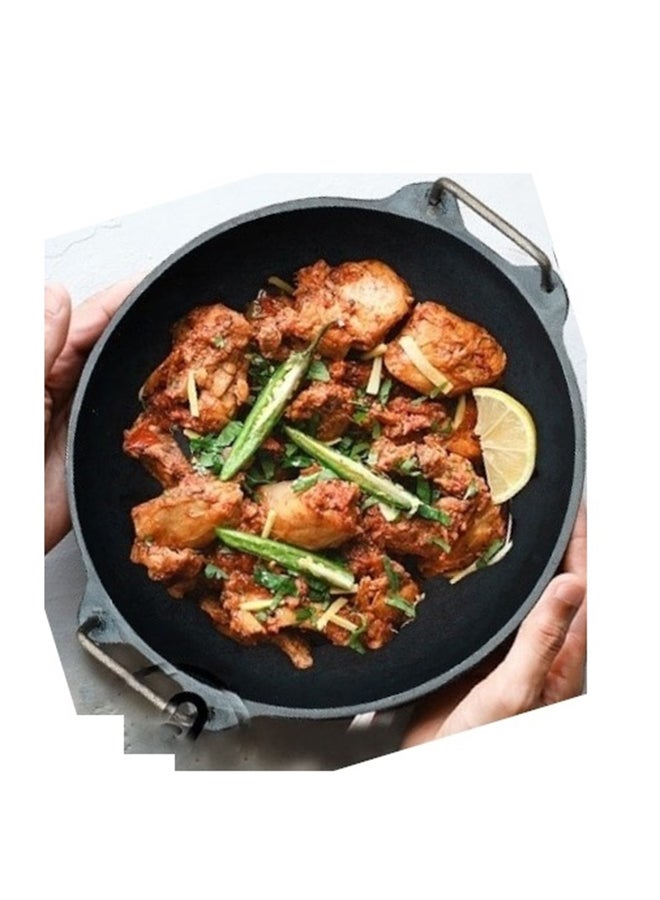 Ayda - Pre-Seasoned Cast Iron Kadai With Lid Black 17cm - Image 1