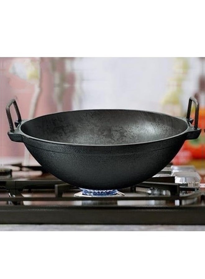 Ayda Pre-Seasoned Cast Iron Kadai Black 12inch - Image 3