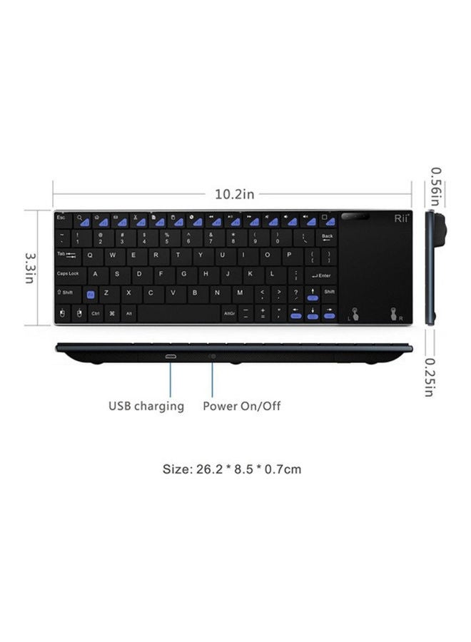 RII - Mini Stainless Steel Cover Wireless Keyboard Black - Image 1