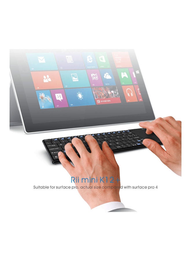 RII - Mini Stainless Steel Cover Wireless Keyboard Black - Image 1