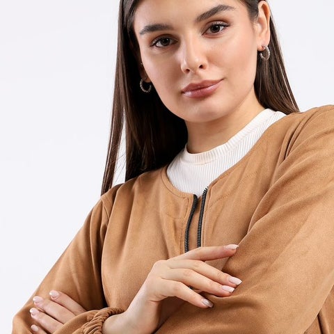 Plain Basic Jacket Brown