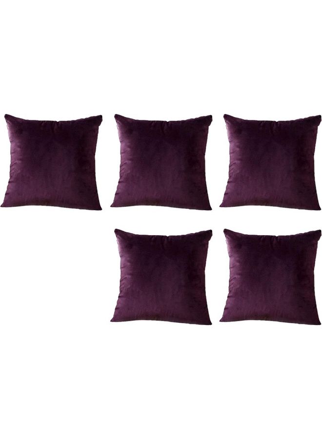 benefit 5-Piece Velvet Decorative Cushions Purple 40x40cm - Image 1