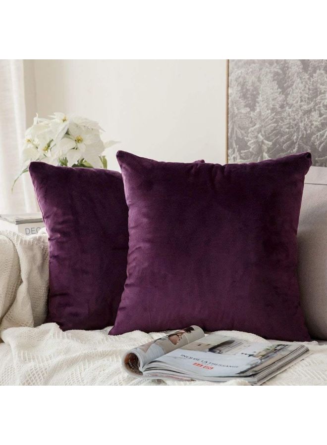 benefit 5-Piece Velvet Decorative Cushions Purple 40x40cm - Image 2