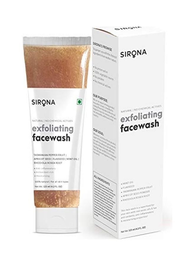Sirona Exfoliating Natural Face Wash for Men & Women Brown 125ml - Image 1
