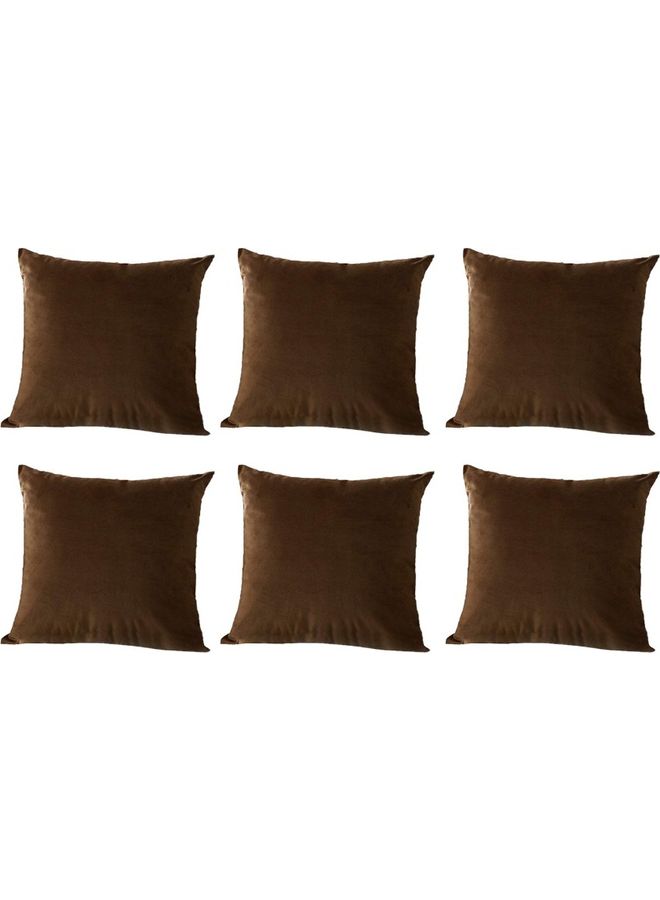 benefit 6-Piece Decorative Filled Cushion Set Brown 65x65cm - Image 1