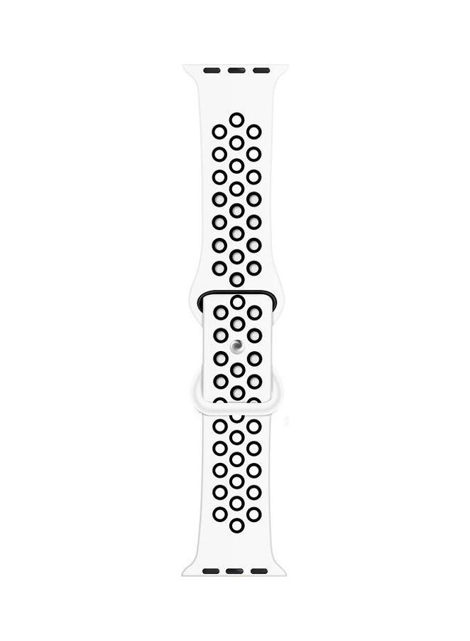 BGM Silicone Replacement Strap Watchband For Apple Watch Series 6/SE/5/4/3/2/1 38-40mm White/Black