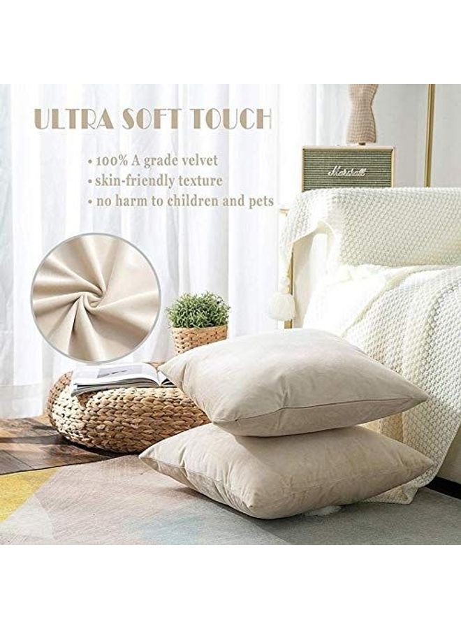 بينيفت طقم وسائد ديكور مخملية مكون من قطعتين بيج 40x40سم - Image 3