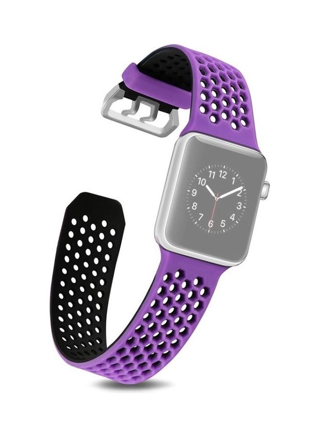 BGM Replacement Wrist Strap For Apple Watch Series SE/6/5/4 44mm And 3/2/1 42mm Purple/Black - Image 2