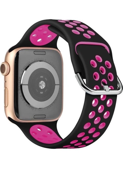Replacement Watchband for Apple Watch Series 1/2/3/4/5/6/SE 40mm/38mm Black/Rose Red