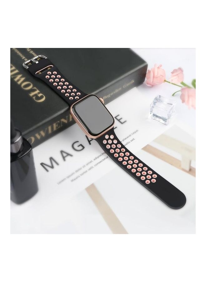 BGM Two-Tone Silicone Watchband For Apple Watch Series 6/SE/5/4 44mm - 3/2/1 42mm Black/White - Image 4
