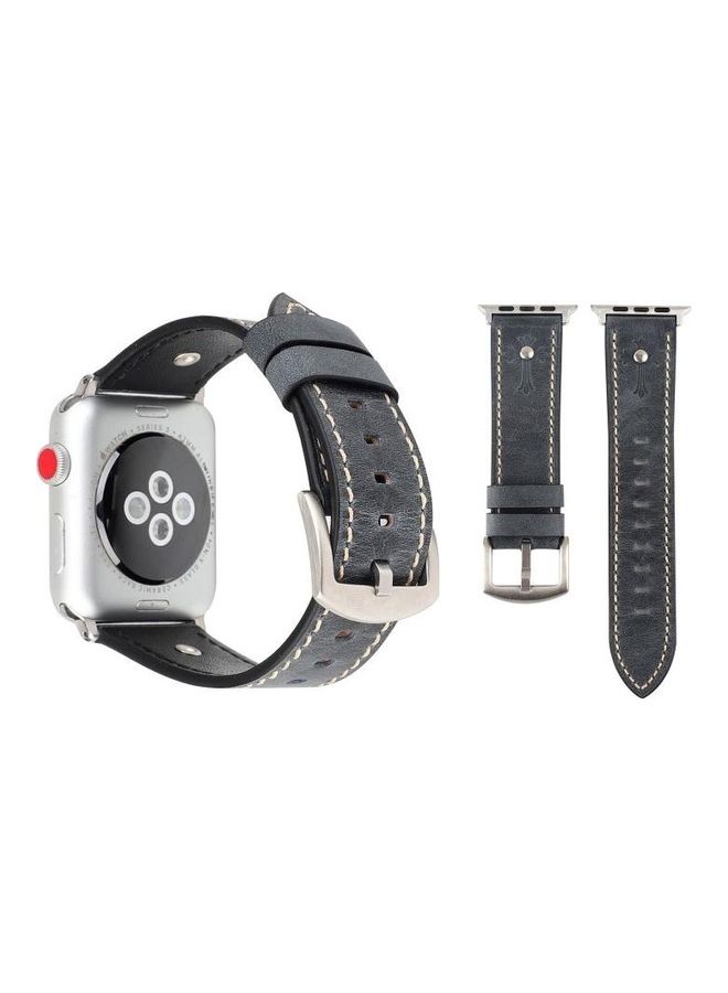 BGM - Genuine Leather Band For Apple Watch Series 3,2,1 42mm Grey - Image 1