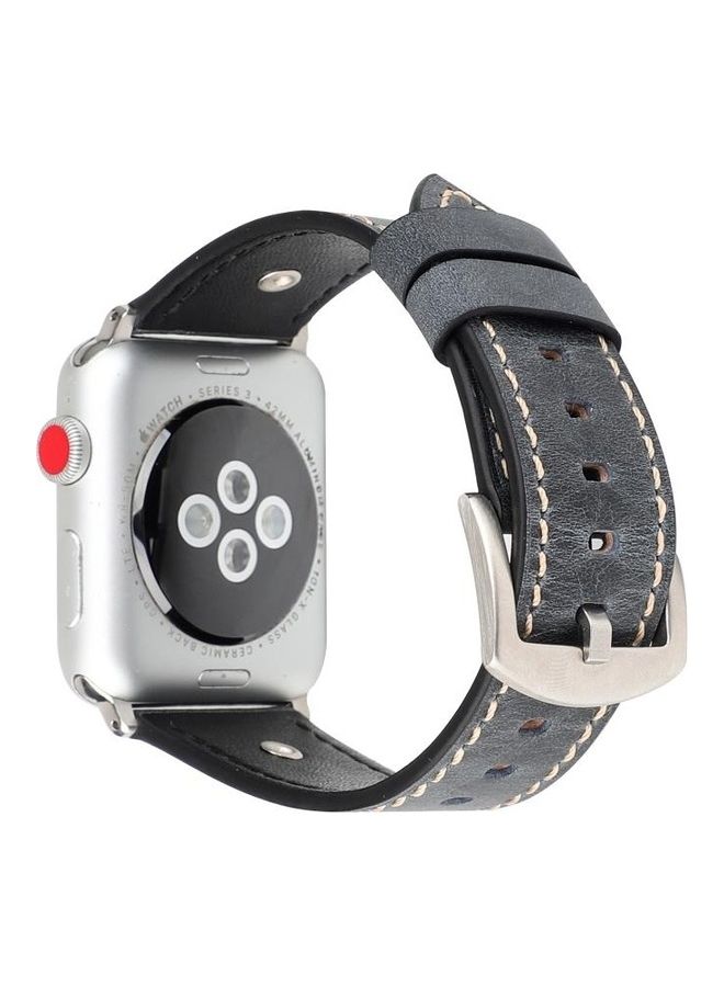 BGM - Genuine Leather Band For Apple Watch Series 3,2,1 42mm Grey - Image 1