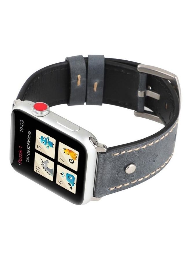 BGM - Genuine Leather Band For Apple Watch Series 3,2,1 42mm Grey - Image 1