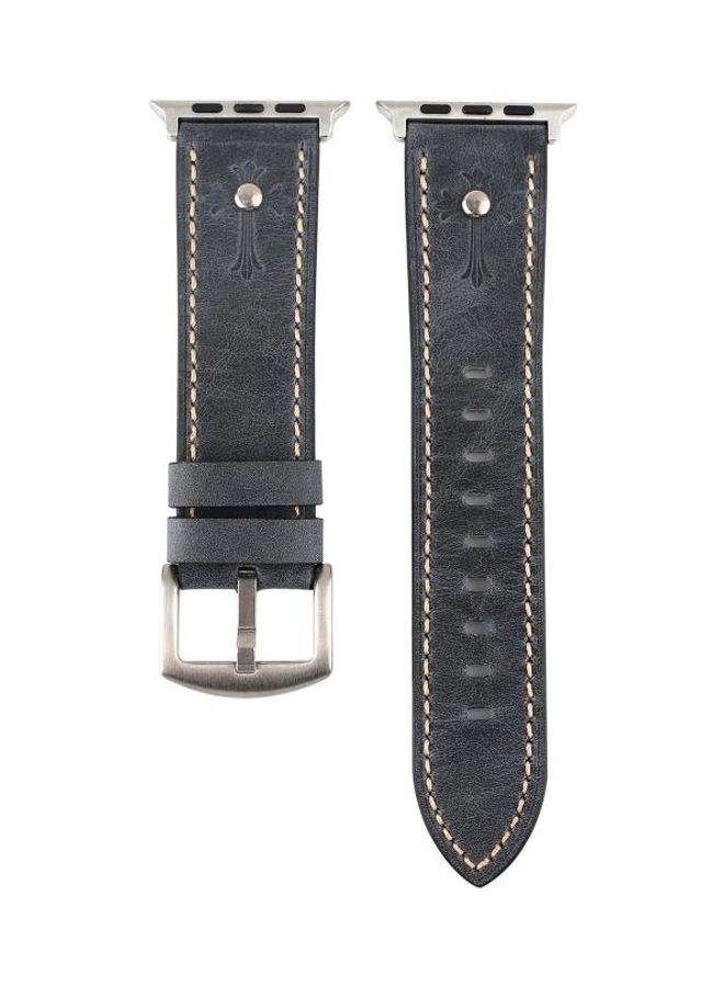 BGM - Genuine Leather Band For Apple Watch Series 3,2,1 42mm Grey - Image 1