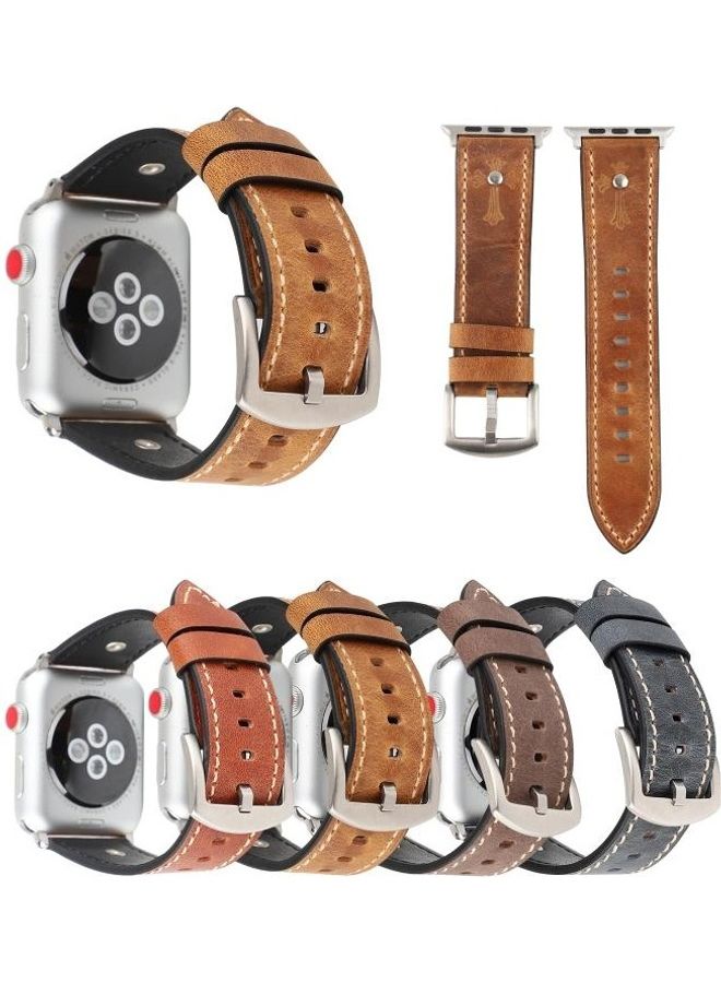 BGM - Genuine Leather Band For Apple Watch Series 3,2,1 42mm Grey - Image 1