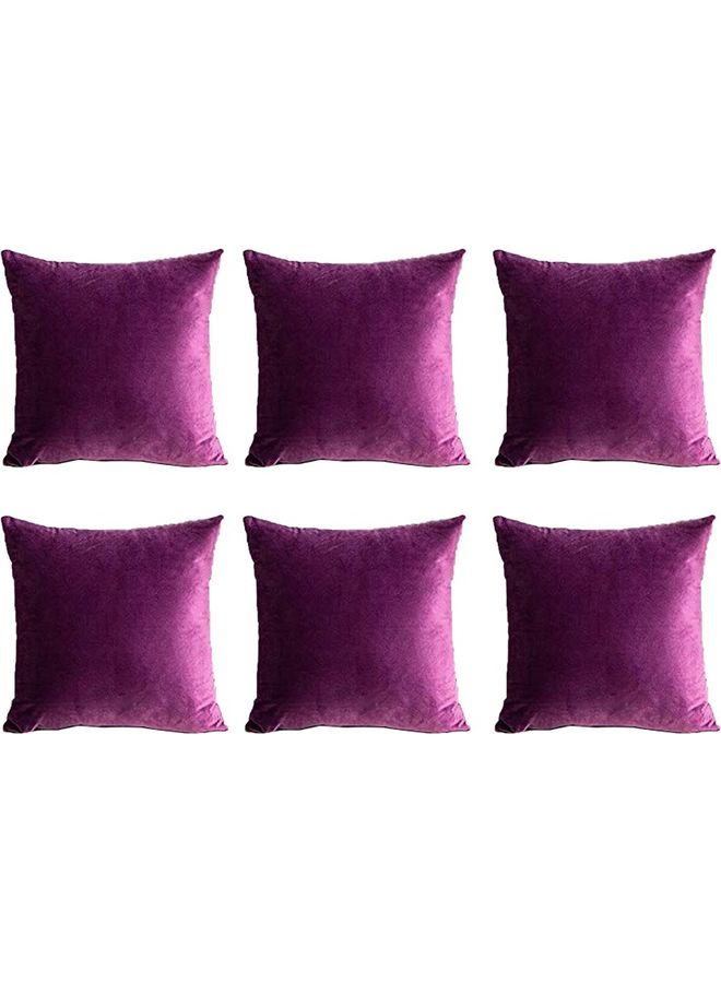benefit 6-Piece Velvet Decorative Cushion Purple 40 x 40cm - Image 1