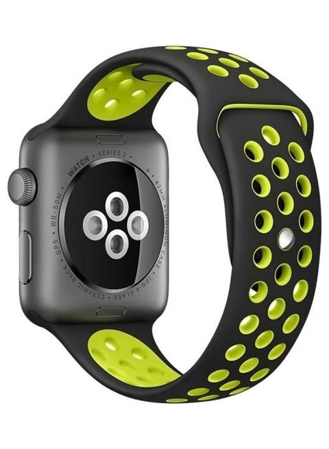 Sport Silicone Watchband Standard Edition For Apple Watch Series 6/SE/5/4 44mm - 3/2/1 42mm Black/Yellow