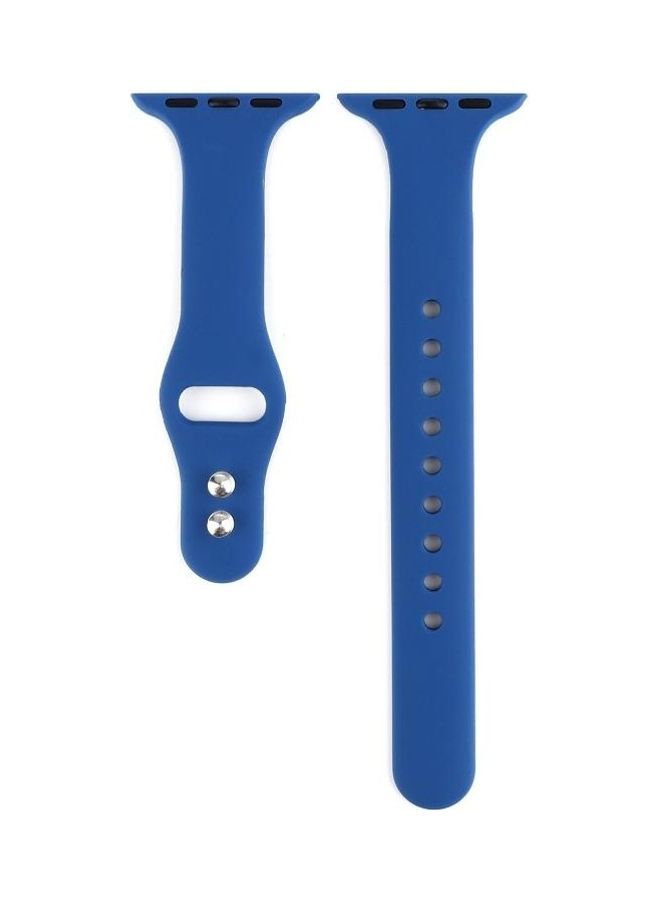 BGM Silicone Double Buckle Replacement Wrist Strap For Apple Watch Series 5/4/3/2/1 Ceramic Blue - Image 2