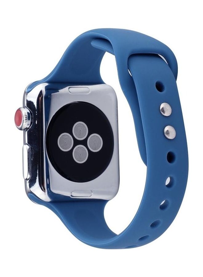 BGM Silicone Double Buckle Replacement Wrist Strap For Apple Watch Series 5/4/3/2/1 Ceramic Blue - Image 4