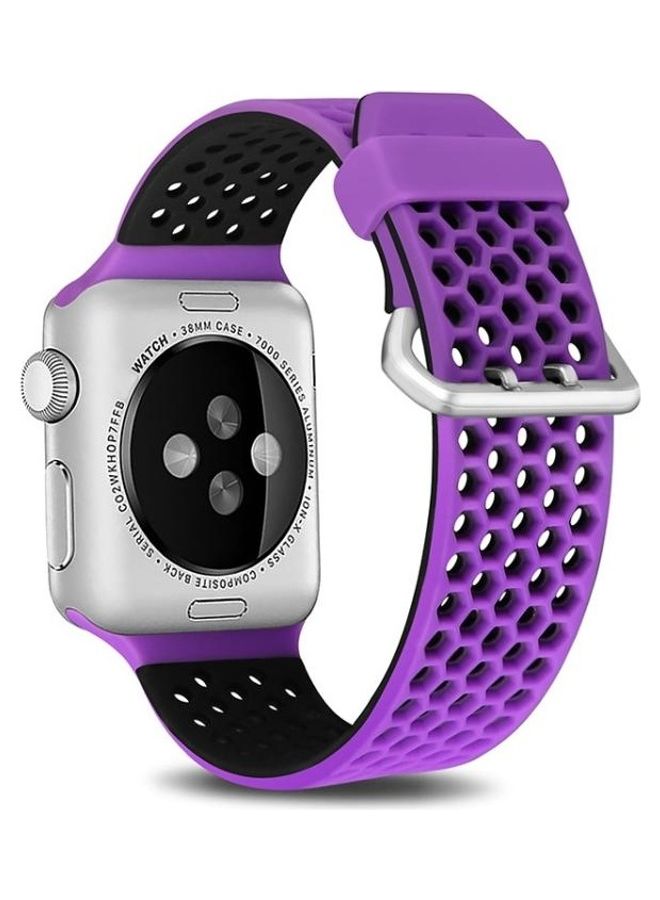 BGM Honeycomb Breathable Replacement Wrist Strap For Apple Watch Series SE/6/5/4 44mm And 3/2/1 42mm Purple/Black - Image 1
