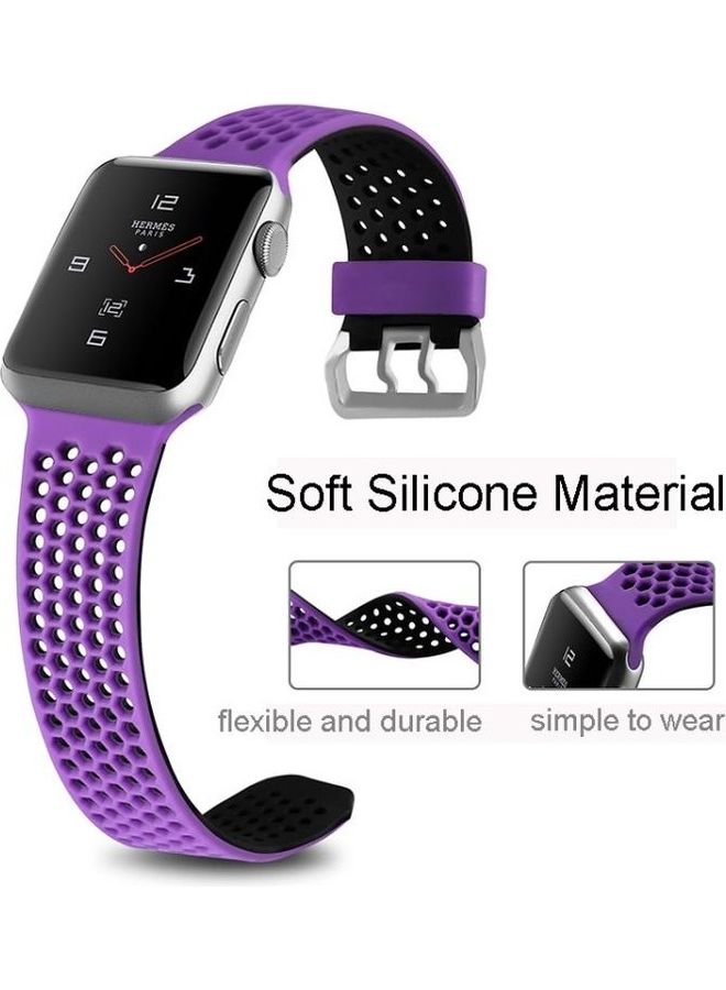 BGM Honeycomb Breathable Replacement Wrist Strap For Apple Watch Series SE/6/5/4 44mm And 3/2/1 42mm Purple/Black - Image 5