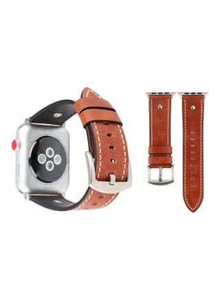 Texture Genuine Leather Band For Apple Watch Series 3,2,1 42mm Dark Brown - v1629131488/N50143666A_1