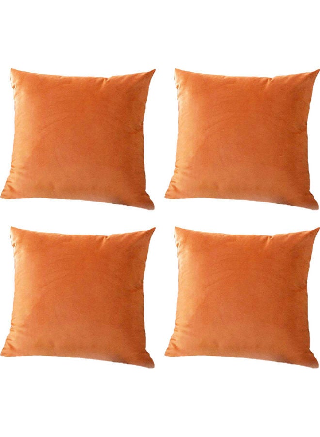 benefit 4-Piece Velvet Decorative Cushion Orange 40 x 40cm - Image 1