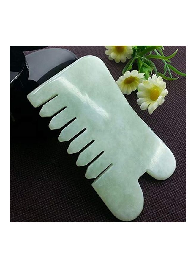 Bhbuy Natural Jade Stone Gua Sha Face Massage Hair Comb Green - Image 1