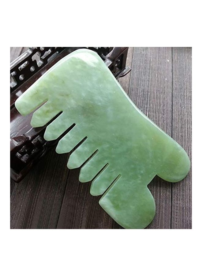 Bhbuy Natural Jade Stone Gua Sha Face Massage Hair Comb Green - Image 2
