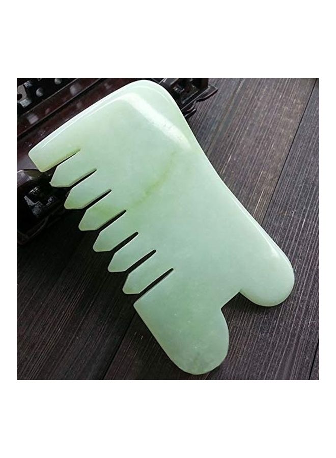 Bhbuy Natural Jade Stone Gua Sha Face Massage Hair Comb Green - Image 3