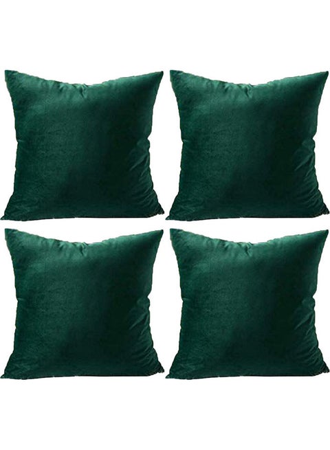 4-Piece Velvet Decorative Cushion Green 65x65cm