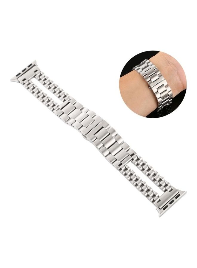 BGM Stainless Steel Replacement Strap For Apple Watch Series 6/SE/5/4 40mm And 3/2/1 38mm Silver - Image 1