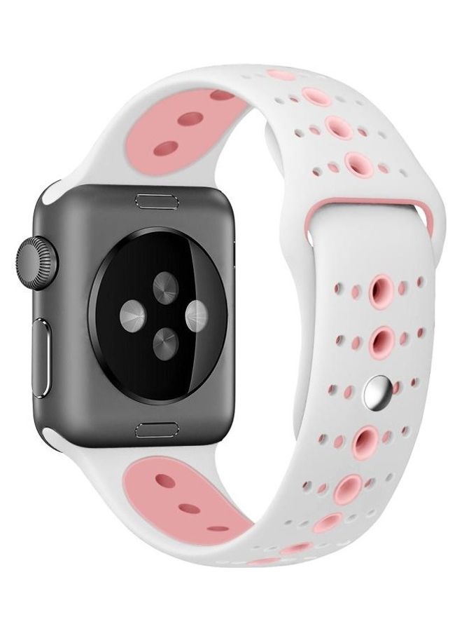 BGM Silicone Replacement Band For Apple Watch Series 6/SE/5/4 40mm And 3/2/1 38mm White/Pink - Image 1